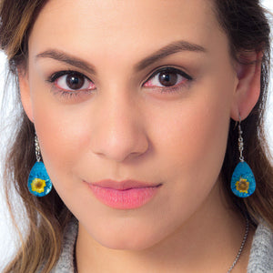 Yellow-Blue Orb Bea Earrings