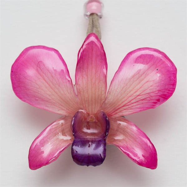 Pink-White Dendrobium Orchid Flower and Earrings matching set.