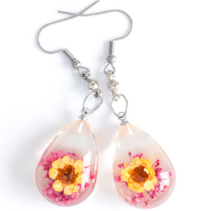 Flower Earrings Orange-Pink Orb Bea Earrings
