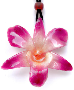 Purple White Dendrobium Orchid Necklace