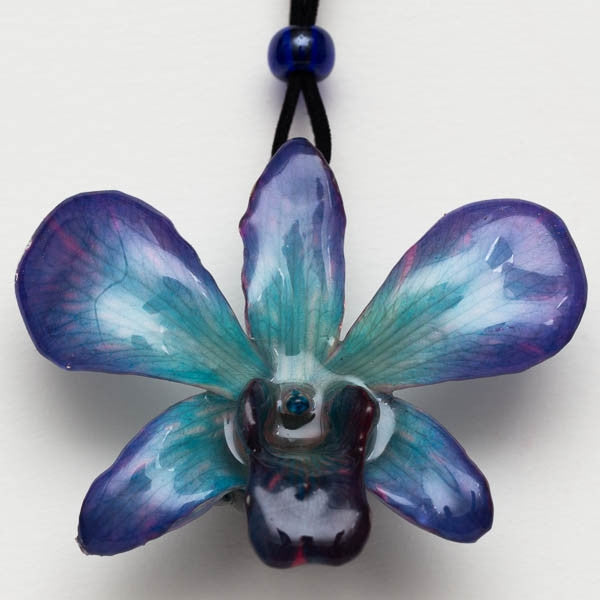 Purple-Blue Dendrobium Orchid necklace