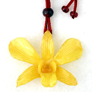 Yellow Dendrobium Orchid Necklace