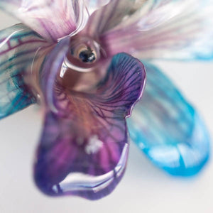 Purple Blue Dendrobium Orchid pin.