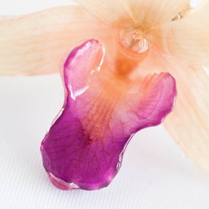 Purple-White Dendrobium Orchid pin.