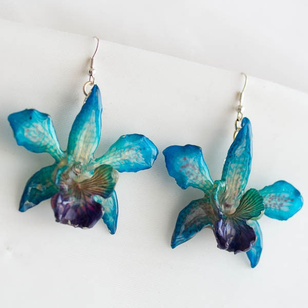 Flower Earrings Blue Miky Orchid Earrings