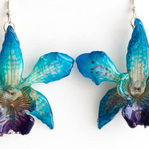 Flower Earrings Blue Miky Orchid Earrings