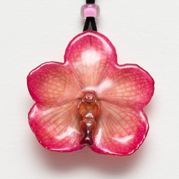 Pink White Vanda Orchid Necklace