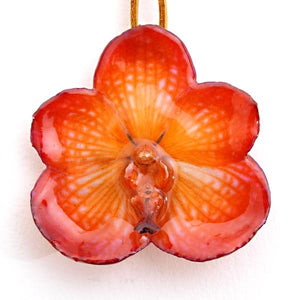 Purple Orange Vanda Orchid Necklace