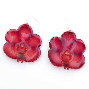 Purple Red vanda orchid earrings