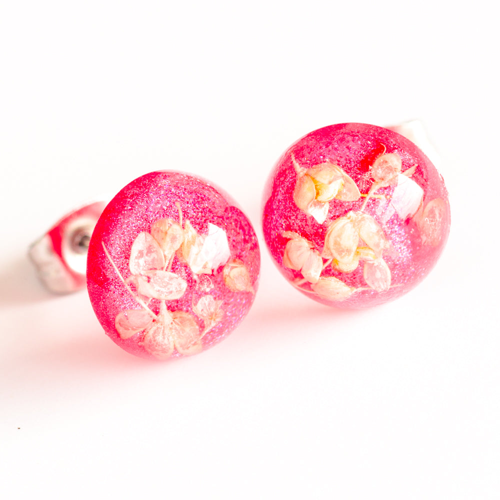 Earrings Pink-White Orb Stud Earrings
