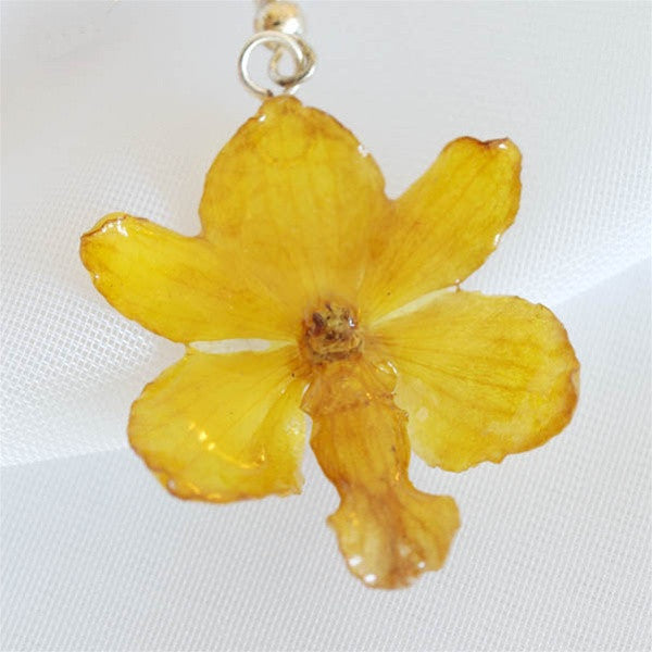 yellow rhynchocentrum orchid earrings