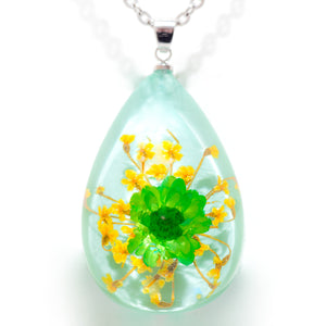Flower Necklace Orb Bea Green-Blue