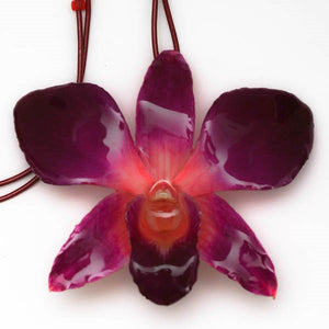 Purple Pink Dendrobium Orchid Necklace