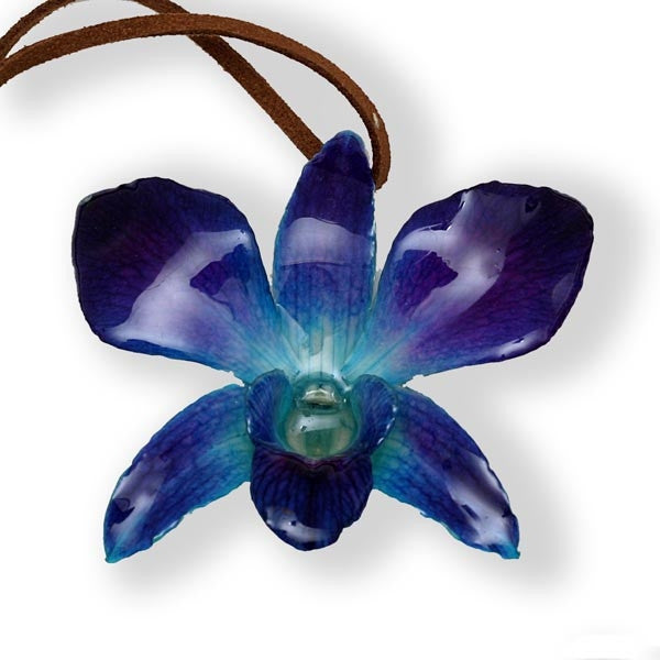 Purple-Blue Dendrobium Orchid Necklace
