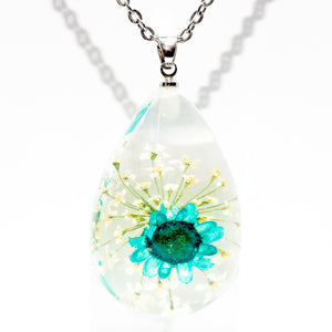 Flower Necklace Orb Bea Blue-Clear