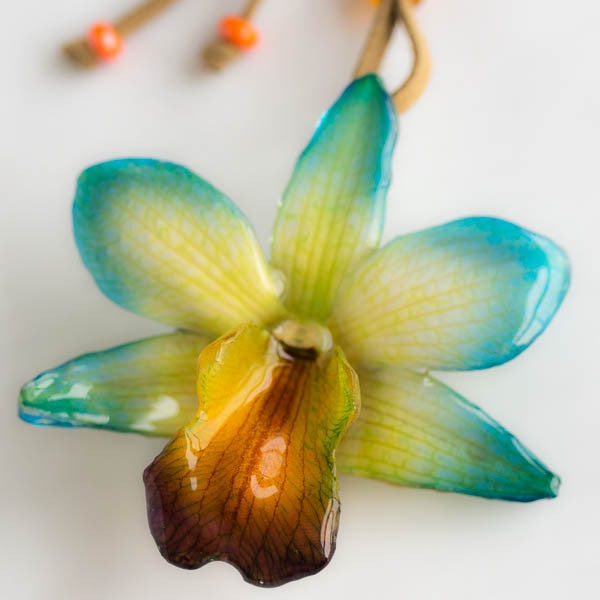 Blue Yellow Formosum Dendrobium Necklace