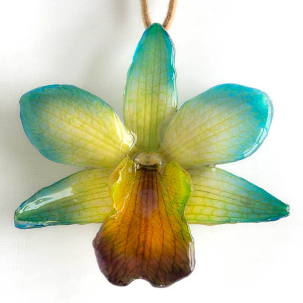 Blue Yellow Formosum Dendrobium Necklace