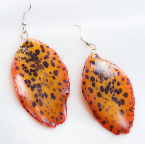 Flower Earrings orange-yellow paphiopedilum bellatulum orchid earrings