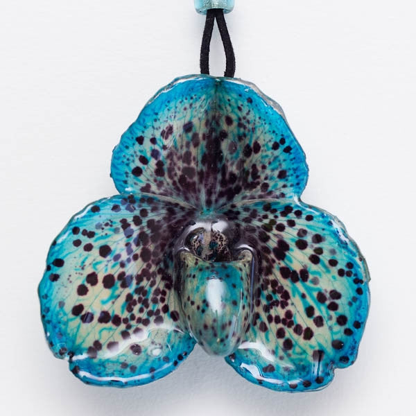 Blue Paph Bellatulum Orchid necklace