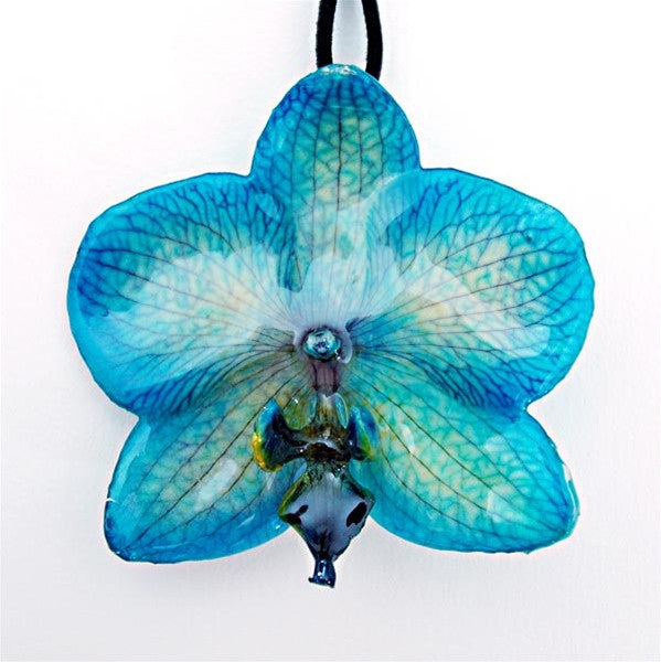 Blue Phalanopsis Orchid necklace