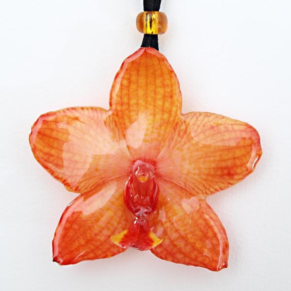 Orange Phalanopsis Orchid Necklace