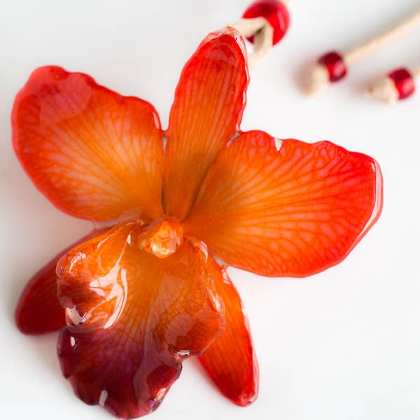 Pink-Orange Sakura Orchid Necklace