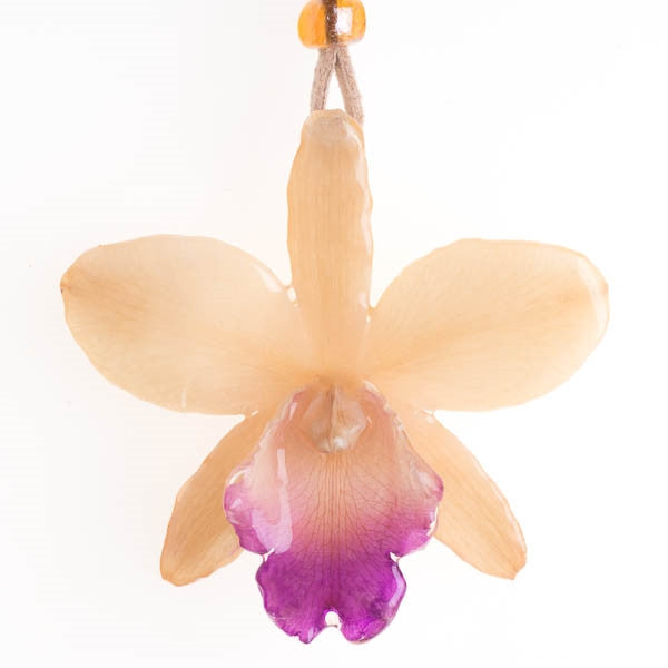 White Purple Sakura Orchid necklace