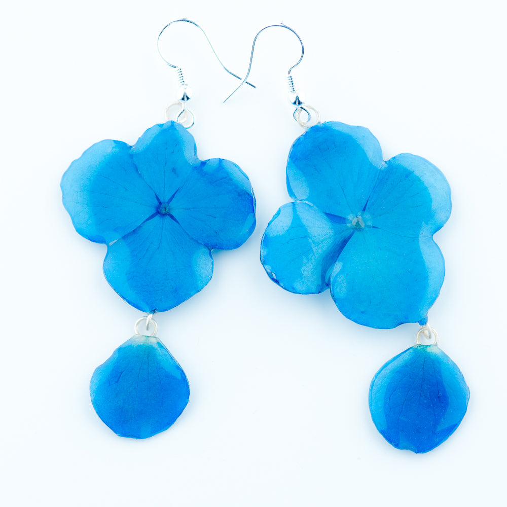 Flower Earrings blue hydrangea orchid earrings
