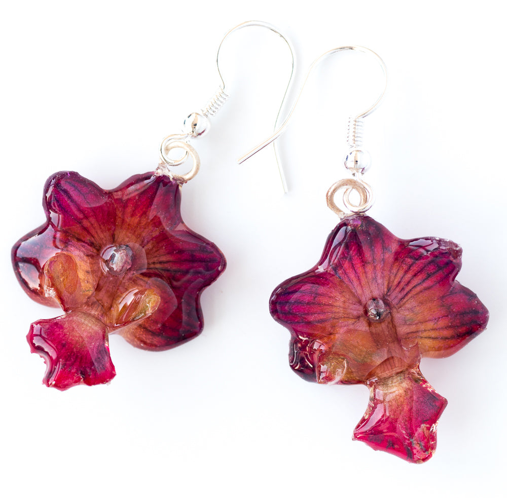 Purple-Pink Rhynchocentrum Orchid Earrings