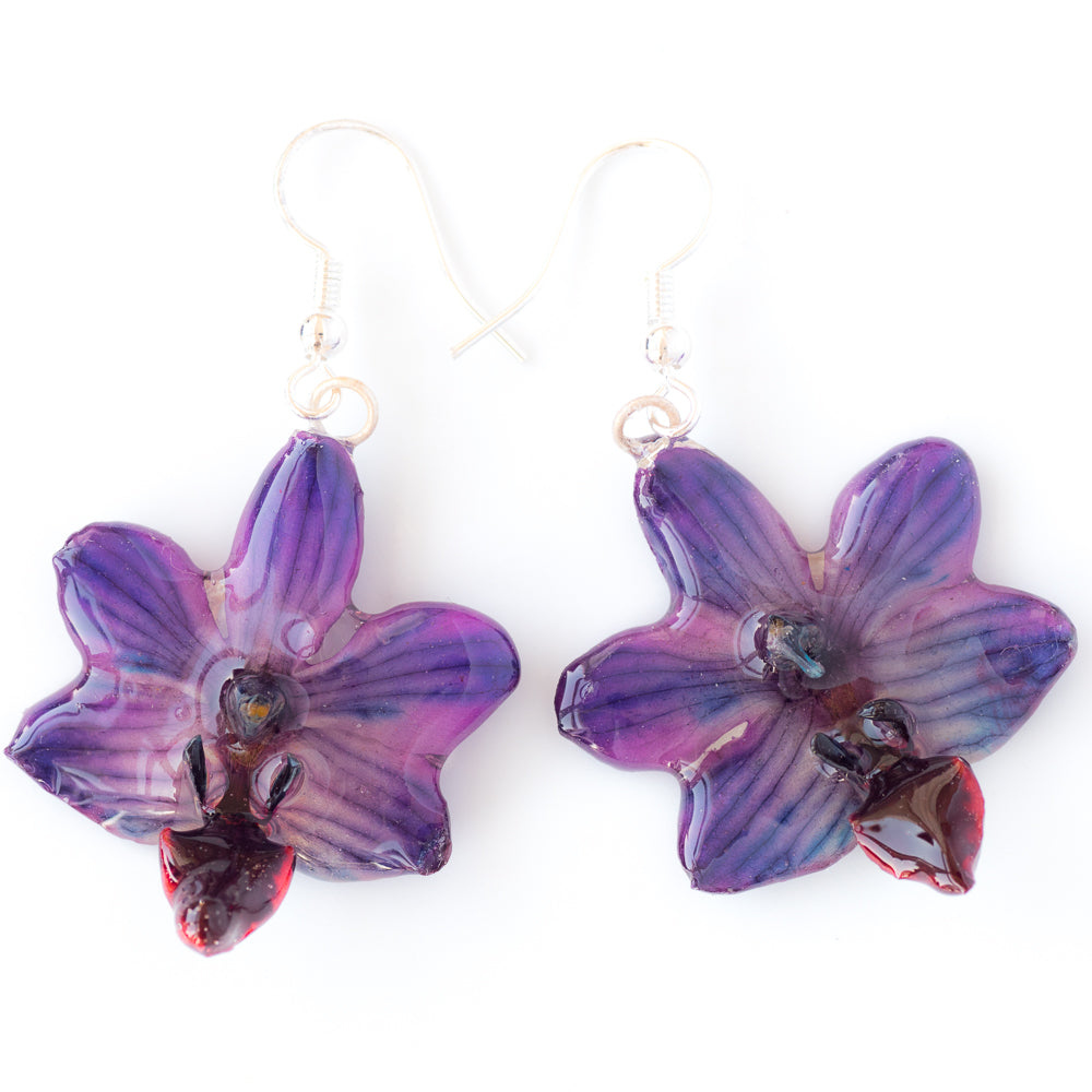 Flower Earrings Purple Doritis Orchid Earrings