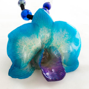 Purple Blue Dendrobium Orchid necklace