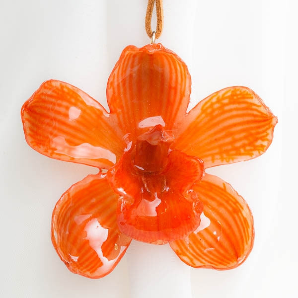 Orange Cymbidium Orchid Necklace