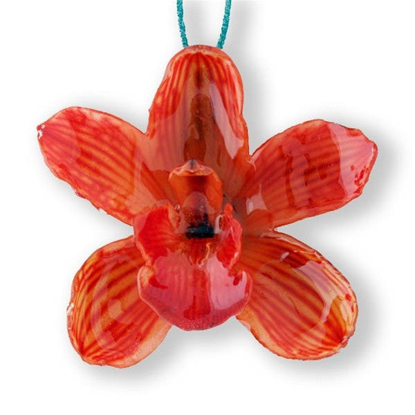 Pink Orange Cymbidium Orchid necklace