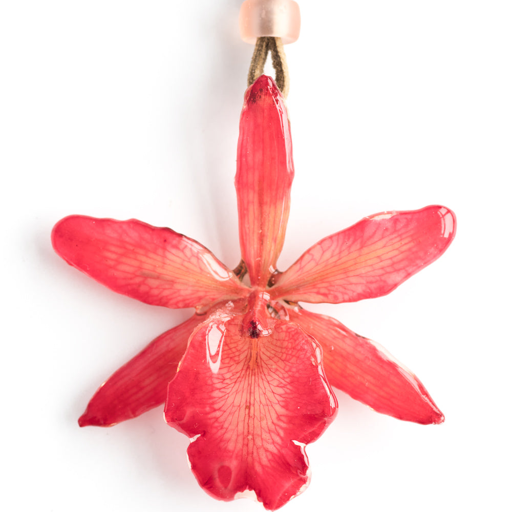 Red Cattleya Orchid Necklace (small)