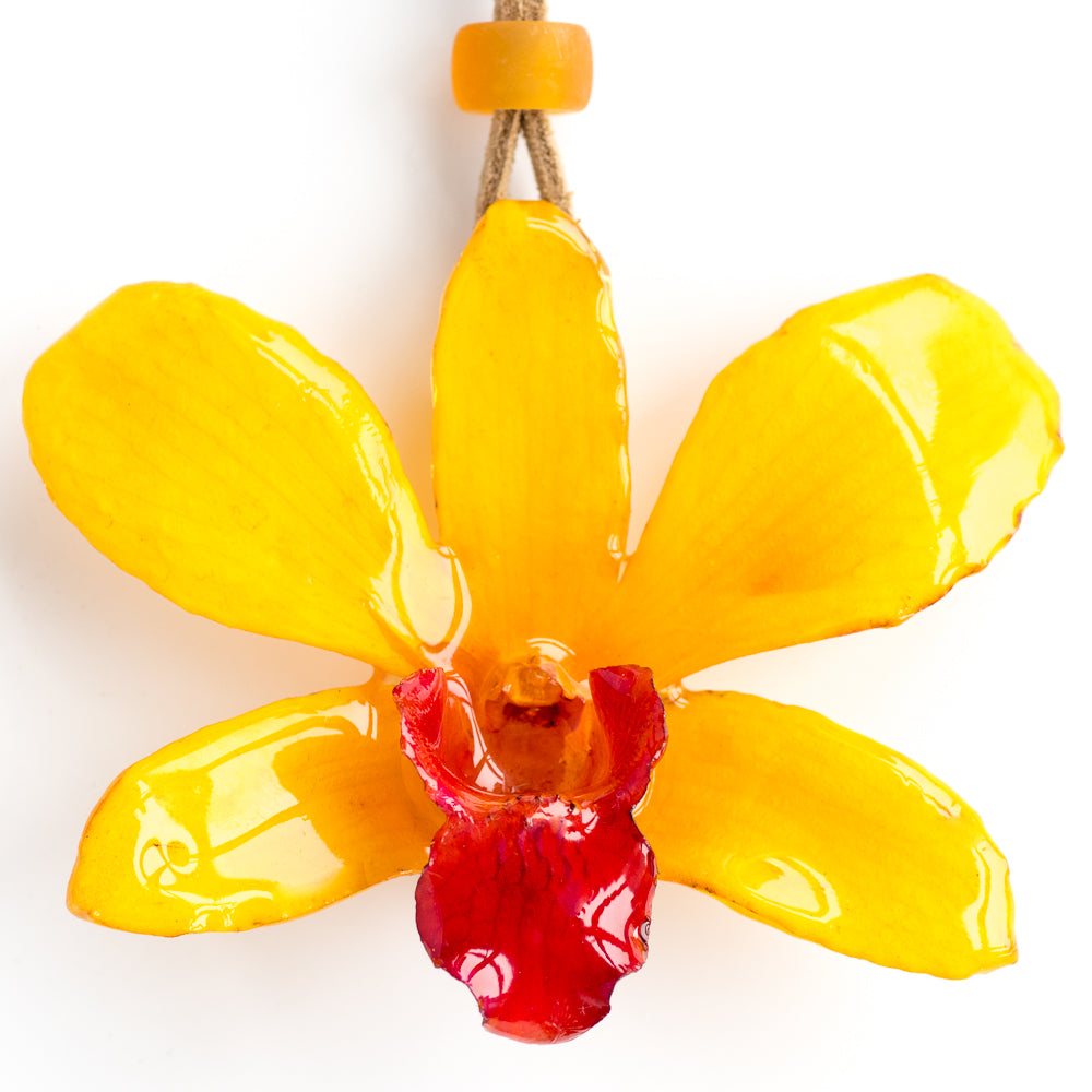 yellow dendrobium kasem orchid necklace