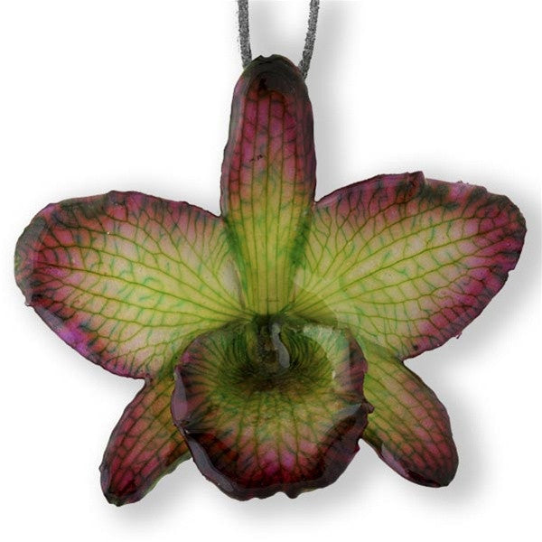 Nobile Purple Green Orchid necklace