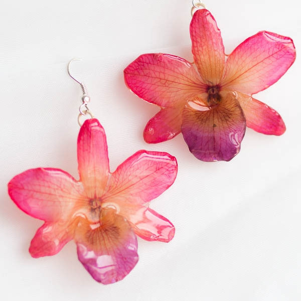 Flower Earrings Pink Nobile Real Orchid Flower Earrings