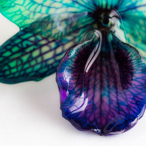 Green Purple Nobile Orchid pin.