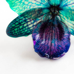 Green Purple Nobile Orchid pin.