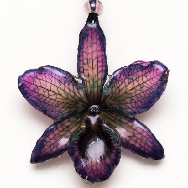 small purple Nobile Orchid necklace