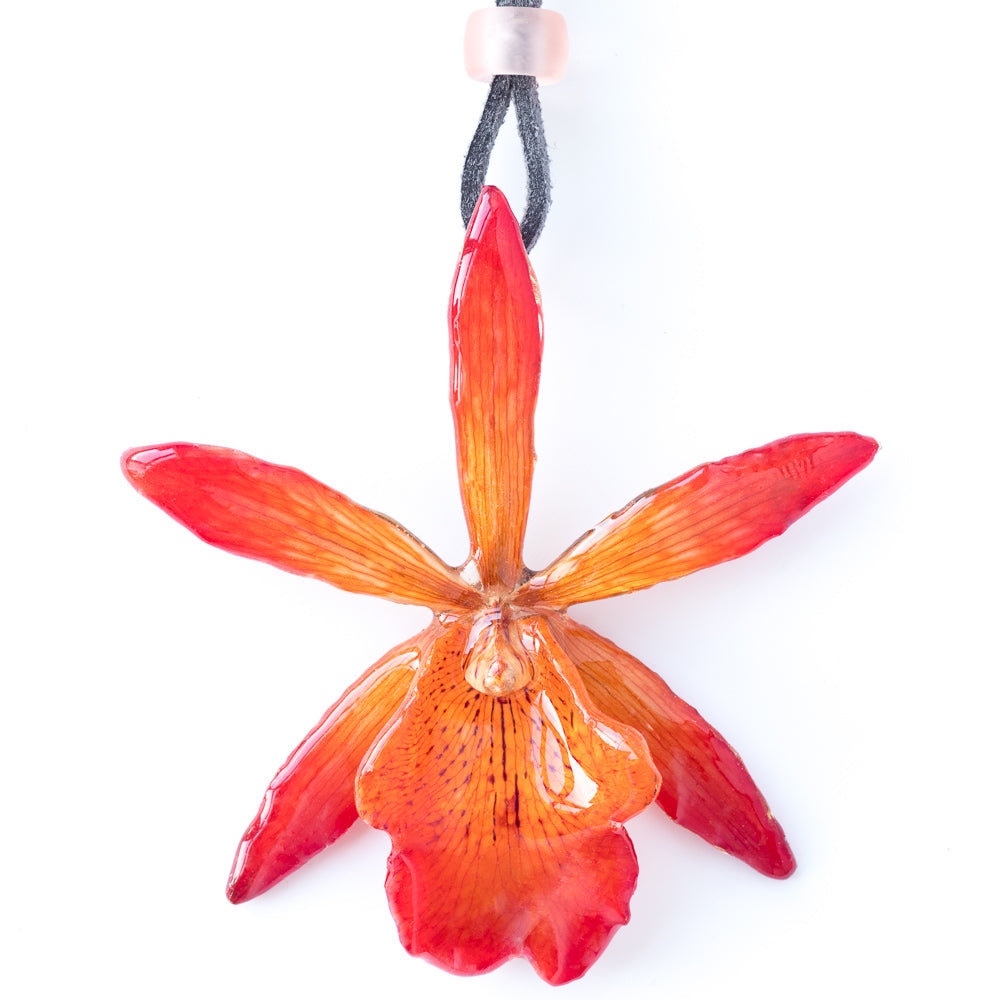 Orange Cattleya Orchid Necklace (small)