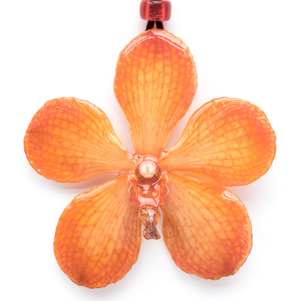 Orange Mokara Orchid necklace