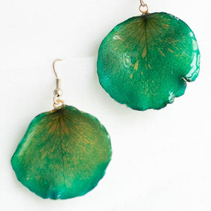 Flower Earrings Green Rose Petal Earrings