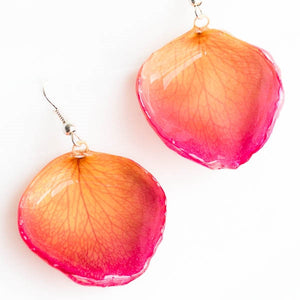 Pink-Yellow Rose Petal Earrings