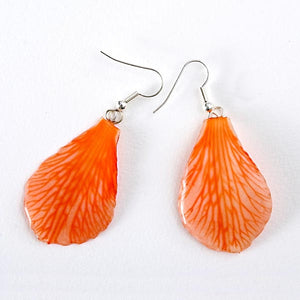 Flower Earrings Orange Dendrobium Orchid Petal Earrings