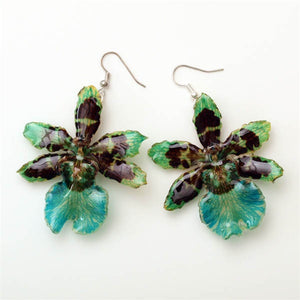 Flower Earrings Blue Tiger Orchid Earrings