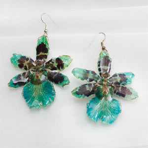 Flower Earrings Blue Tiger Orchid Earrings