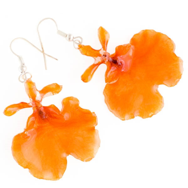 Flower Earrings Orange Oncidium Orchid Earrings
