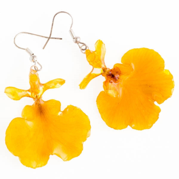 Yellow Oncidium Orchid Earrings