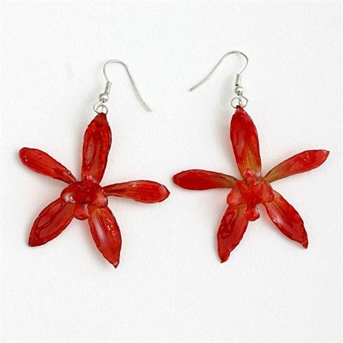 Red Tiger Cat Orchid Earrings